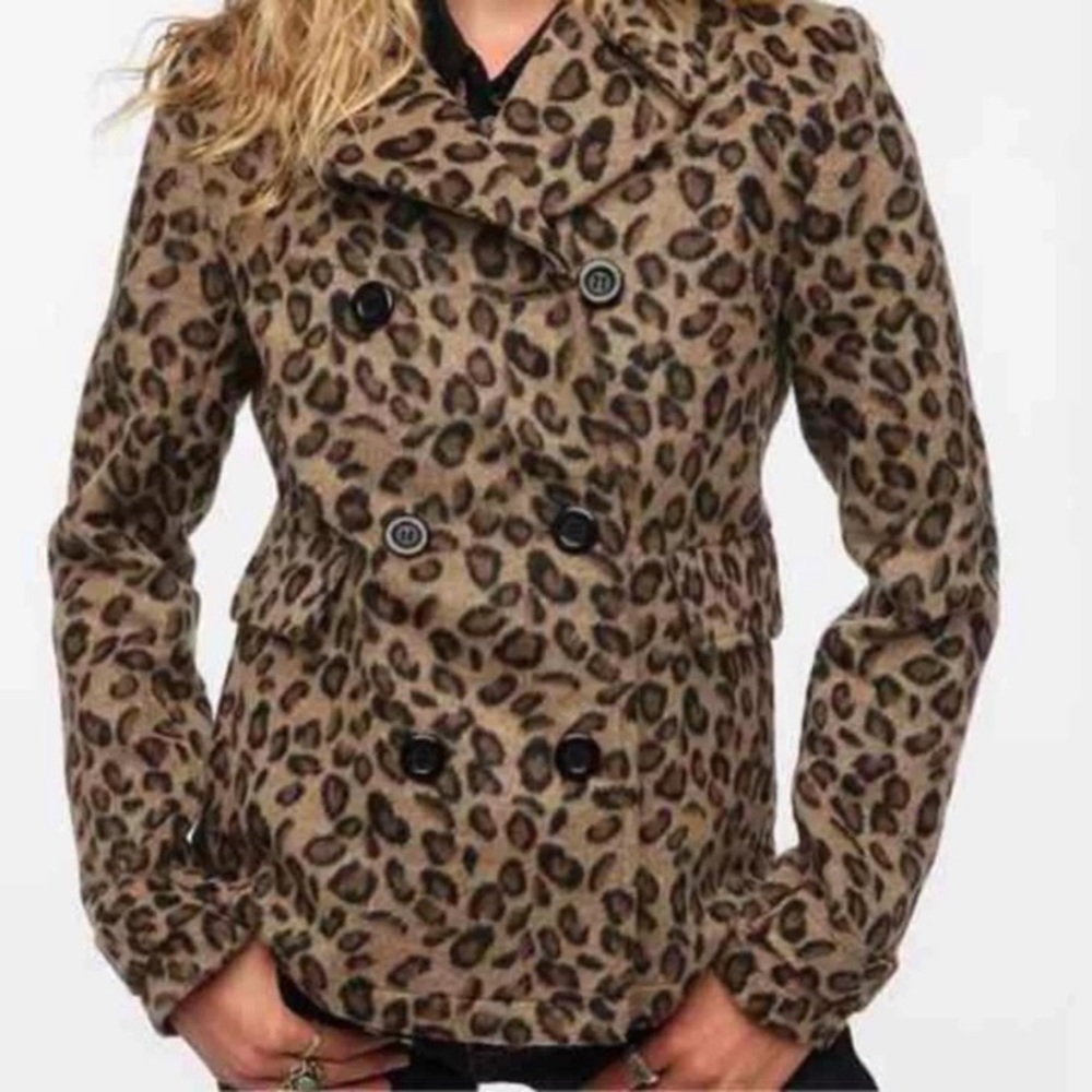 Urban Outfitters Leopard Peacoat Jacket